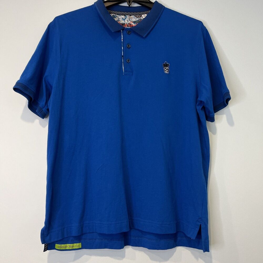 Robert Graham Lucifer Classic Fit Polo Shirt in Cobalt Size 2XL Xxl